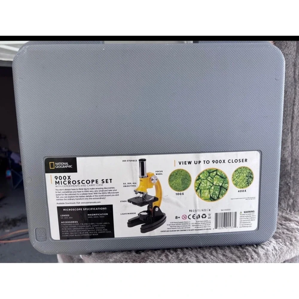 National Geographic 900x Microscope Set Yellow Explore Small Worlds Science Kit
